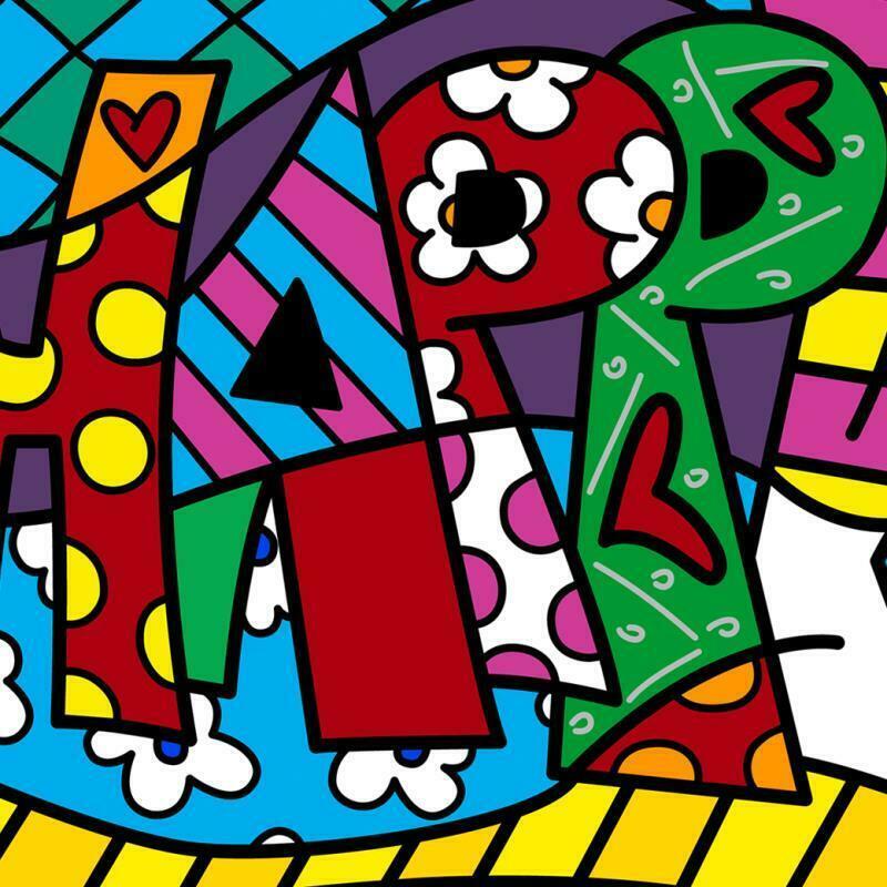 Happy Mini Word Pop Art - Romero Britto Gallery - 239748