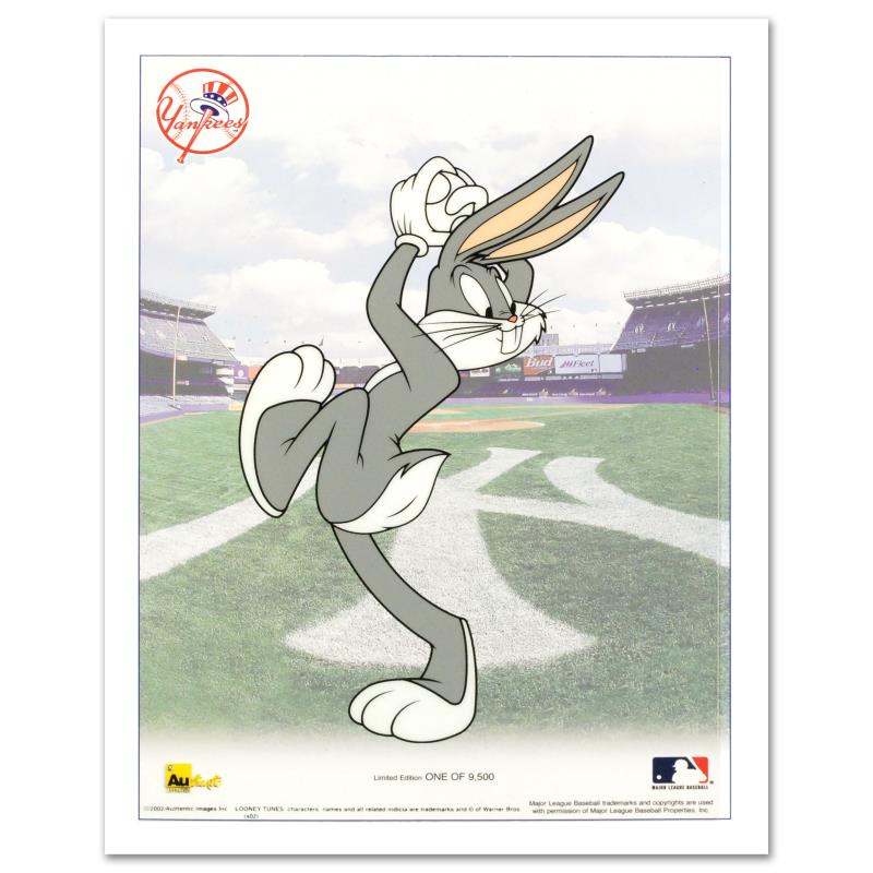 Bugs Bunny Pitching with the Yankees Warner Bros Sericel with MLB