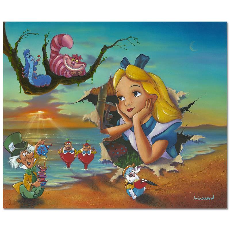 Jim Warren Alice's Grand Entrance - From Disney Alice in Wonderland  Hand-Embellished Giclee on Canvas Disney Fine Art